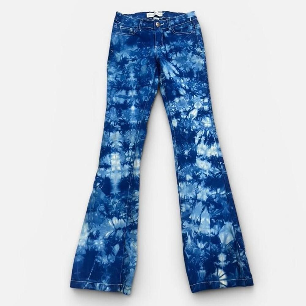 Ranch Dress’n Fallon Taylor Blue Cloud Tie Dye Western Super Flare Jeans 3